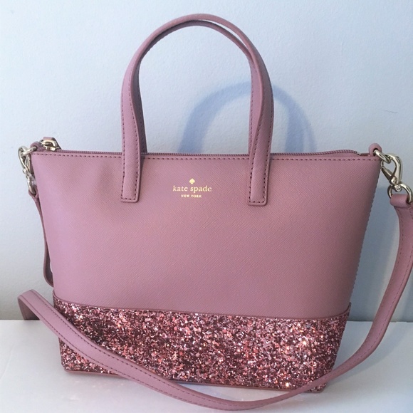 KATE SPADE Crossbody Glitter Satchel ~ Dusty Peony - Picture 4 of 8